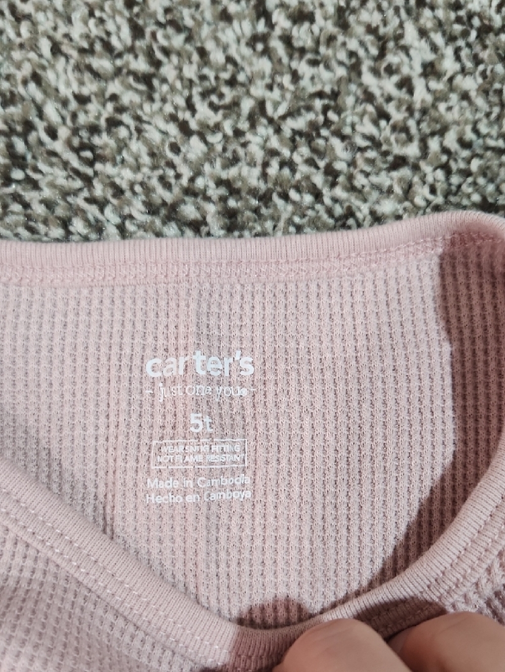 Carter's Girls Ribbed Long Sleeve Pajama Set in Light Pink - Picture 3 of 5